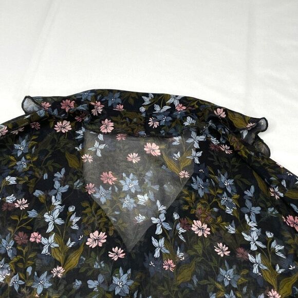 Cabi Sheer Floret Ruffle Long Sleeve Blouse - Picture 5 of 10